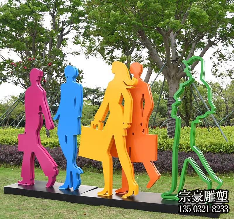 剪影不銹鋼購物主題人物雕塑擺件 剪影不銹鋼購物主題人物雕塑擺件