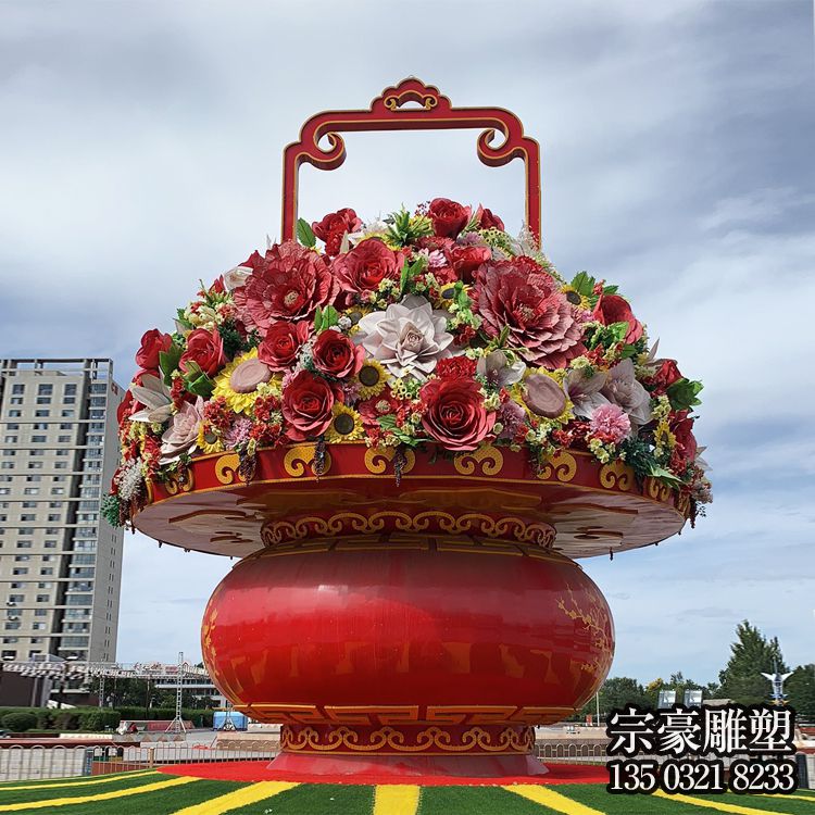 玻璃鋼大花籃，國慶節(jié)日慶典花籃雕塑